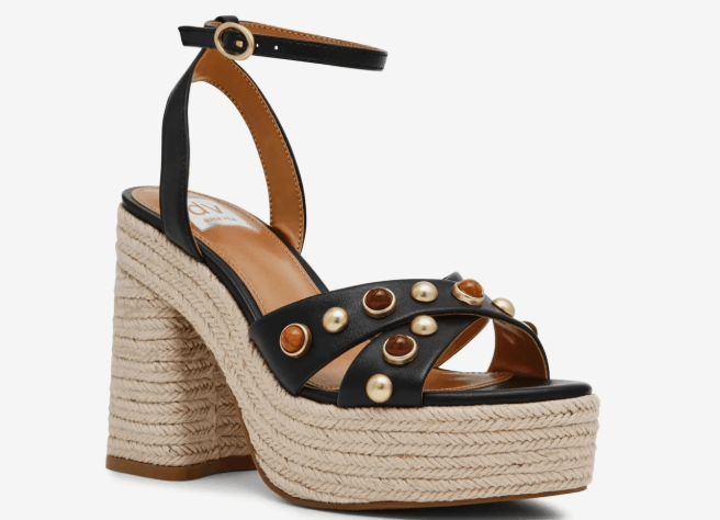 Black platform sandals with embellishmentmen spring shoes for women